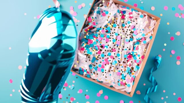 Foil number 1 balloon with confetti for birthday or anniversary celebration