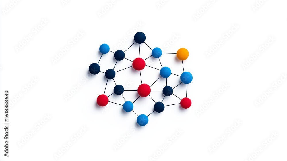 Poster colorful abstract network structure representing connections, relationships, and data exchange in a 