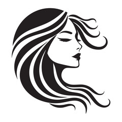vector logo of beautiful woman with beautiful hair