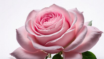 close up of a blooming rosa t damascena damask rose with soft pink petals isolated on white background the soft petals and detailed texture elegance and romantic symbolism of this classic flower