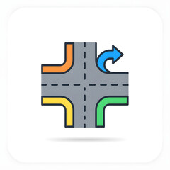Obraz premium Colorful Road Intersection with Turn Arrow Illustrating Traffic Direction