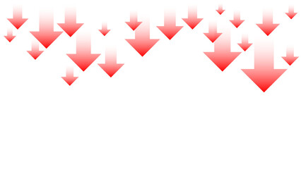 Downward Red Arrows Decline Concept or Economic Downturn Red Arrows. representing concepts of decline, reduction, falling trends, losses, negative performance