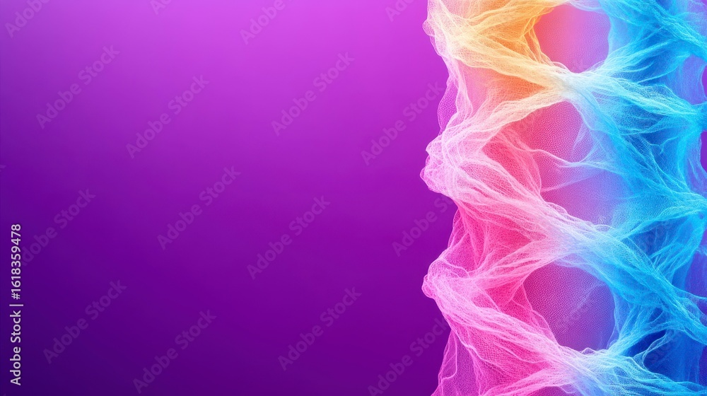 Poster abstract composition of colorful, flowing textures with a gradient background that evokes a sense of