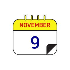 9 november calendar icon vector illustration design