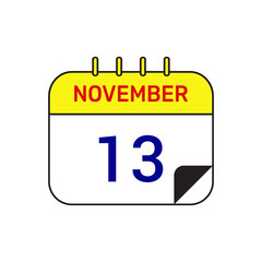 13 november calendar icon vector illustration design
