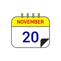 20 november calendar icon vector illustration design