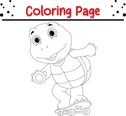 Cute Sea Turtle Coloring Page for kids