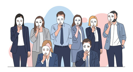 Obraz premium Illustrating the complex dynamics of human interaction and hidden emotions within professional environments revealing unseen feelings and masked intentions
