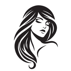vector logo of beautiful woman with beautiful hair