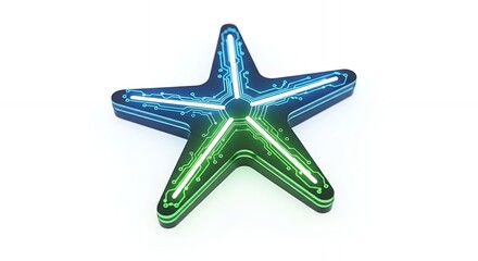 Obraz premium Futuristic Star-Shaped Circuit Board with Glowing Lines
