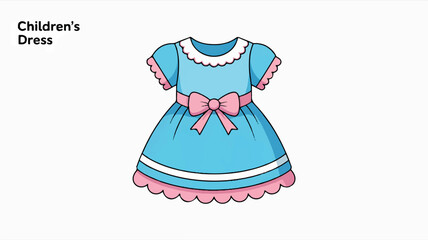Charming children s dress illustration with pastel colors and playful design elements