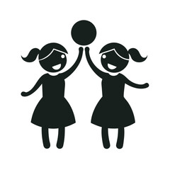 Girls Passing Ball While Laughing Silhouette