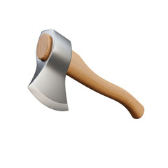 Axe head with wooden handle isolated on transparent background