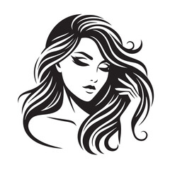 vector logo of beautiful woman with beautiful hair