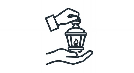 Hand Holding a Lit Lantern, Symbol of Light and Guidance