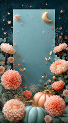 Dreamy Autumn Night: Floral Arrangement with Pumpkins and Stars