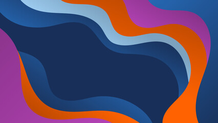 Abstract Fluid Wave Background in Blue, Orange, and Purple. Modern Colorful Layered Design for Website, Banner, or Presentation