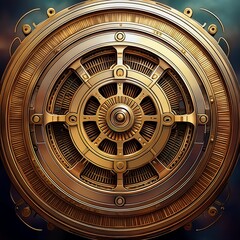Naklejka premium gear system with brass finish, mechanical background__ 
