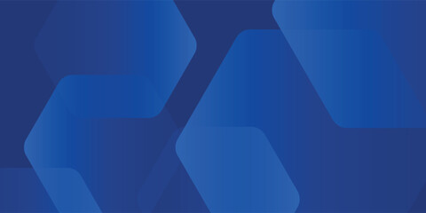 Modern abstract blue background with glowing geometric lines. Blue gradient hexagon shape design. Futuristic technology concept.