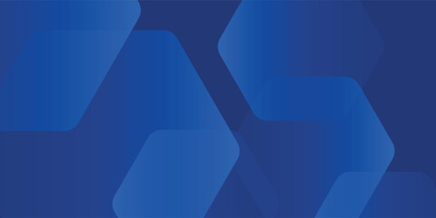 Modern abstract blue background with glowing geometric lines. Blue gradient hexagon shape design. Futuristic technology concept.