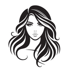 vector logo of beautiful woman with beautiful hair