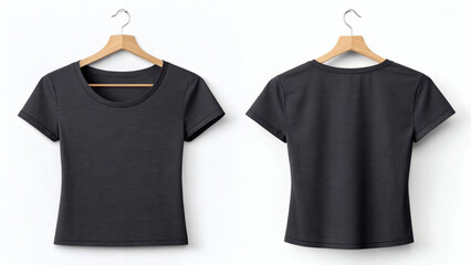 Charcoal Black Women&rsquo;s Crop Tee &ndash; Mockup Front and Back