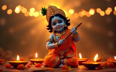 india hindu festival culture lord Krishna Janmashtami diwali. High quality