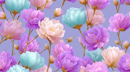 Seamless vintage flower, Pastel vintage floral design featuring tiny buds and petals, perfect for backgrounds or decorative elements in creative projects.
