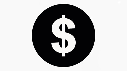 Obraz premium Minimalist white dollar sign icon in a black circle financial symbol for business and commerce
