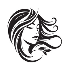 vector logo of beautiful woman with beautiful hair