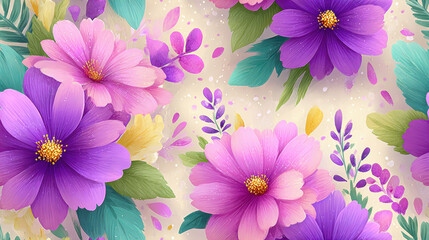 Seamless vintage flower, A vintage floral journal page featuring pastel flowers, perfect for creative projects, scrapbooking, or as a decorative element in designs.