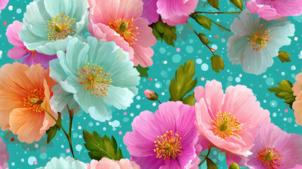 Seamless vintage flower, Pastel vintage flower wrapping paper design, featuring elegant floral patterns in soft hues, perfect for crafts, gifts, and decorative projects.