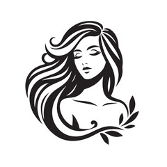 vector logo of beautiful woman with beautiful hair