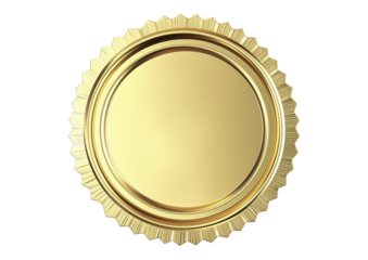 golden seal with spiky edges isolated on white or transparent png