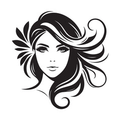 vector logo of beautiful woman with beautiful hair
