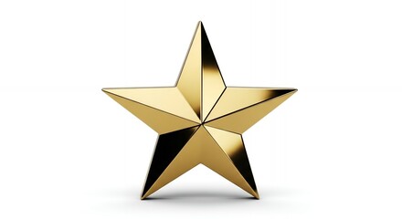 Obraz premium Shiny Gold Star Isolated on White Background, Perfect for Design