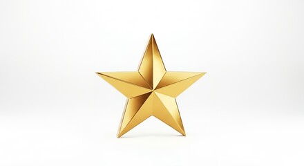 Shiny Golden Star on White Background, Isolated and Elegant