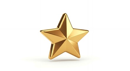 Obraz premium Shiny Golden Star on White Background, Symbol of Excellence and Achievement