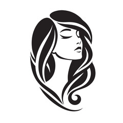 vector logo of beautiful woman with beautiful hair