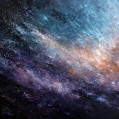 Fototapeta premium Abstract painting resembling cosmic galaxies and stars