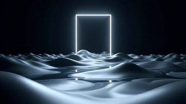 Abstract neon square landscape background wallpaper design modern dark futuristic art cool render 3d