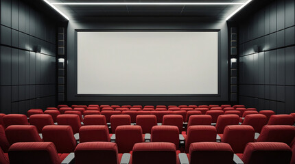 Fototapeta premium cinema auditorium with red chairs