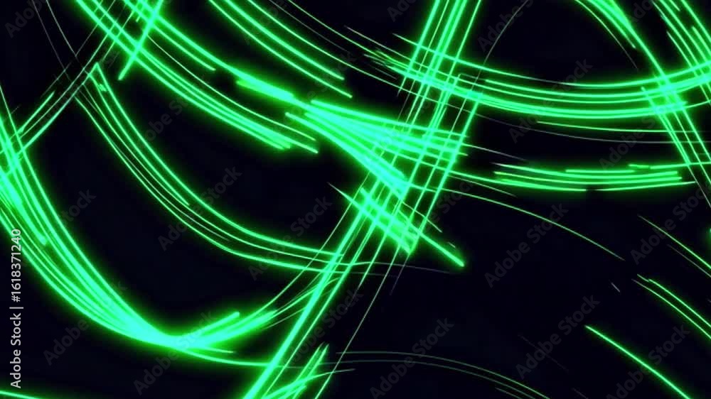Poster abstract green light trails with a dark backdrop, creating a sense of motion and energy