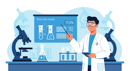 Scientist Explaining Water Research Results Using a Presentation