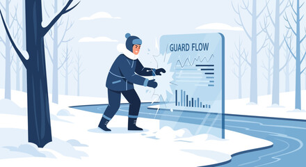 Obraz premium Protecting Critical Infrastructure In Winter Environment With Data Visualization