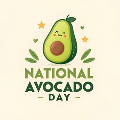 national avocado day logo, avocado celebration design, avocado fruit art, healthy avocado day, avocado food graphic