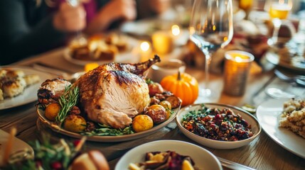 Close up shot of delicious gourmet meal beautifully plated on a ceramic dish with fresh herbs and vibrant ingredients on rustic wooden table in natural light