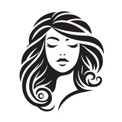 vector logo of beautiful woman with beautiful hair
