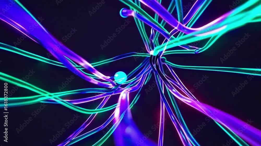 Poster abstract neon shapes in vibrant colors create an intricate and dynamic visual, conveying a sense of 
