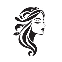 vector logo of beautiful woman with beautiful hair